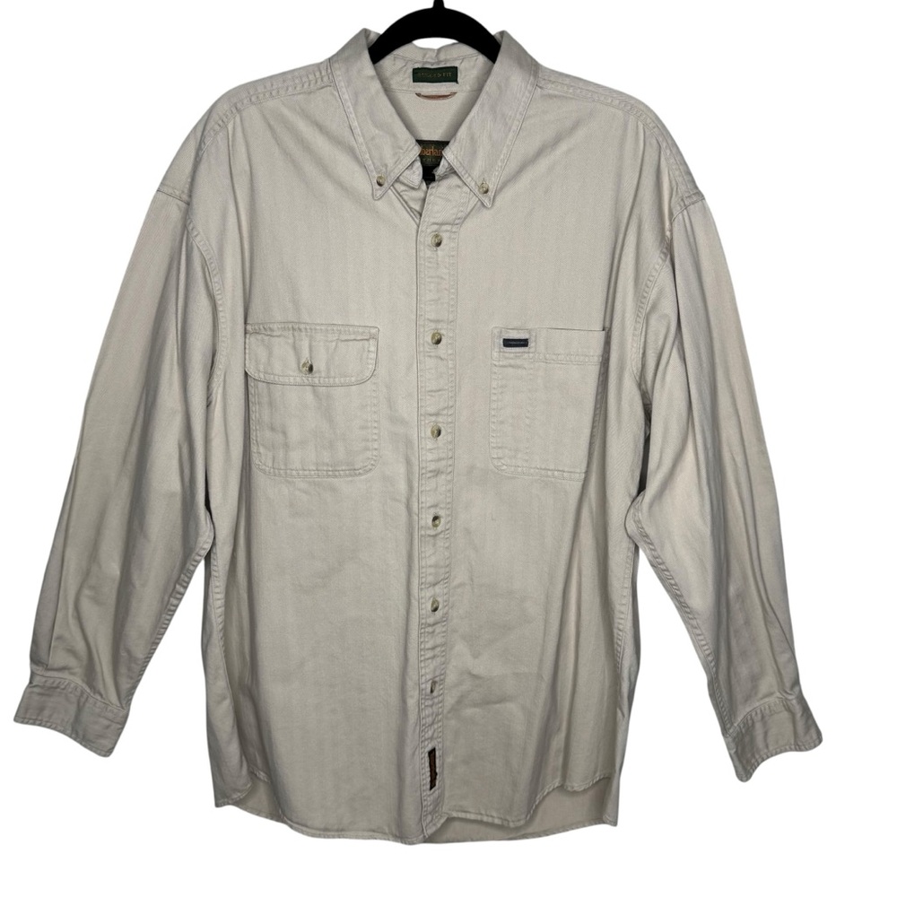 Timberland Rugged Fit Men's Beige Button-Down Shirt Tan Size L Large